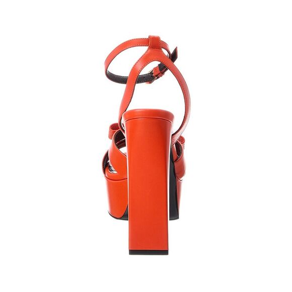 Versace Ribbon Leather Platform Sandal, Orange - Picture 3 of 5
